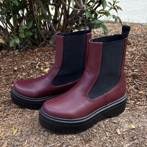 Soda Maroon Ankle Boots with Black Accents